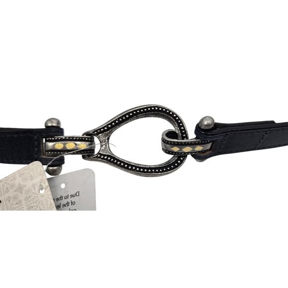 Free People Casanova Leather Belt Navy Blue Artsy Silver Metal Buckle Womens S/M - Picture 3 of 7